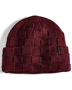 Autumn Checker Knit Beanie- Burgundy