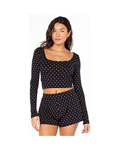 Roxy Feelin Cozy Top Women's- Anthracite Plumeria Stamp Ditsy