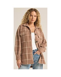 Z Supply Plaid Tucker Jacket Women's- Heather Taupe